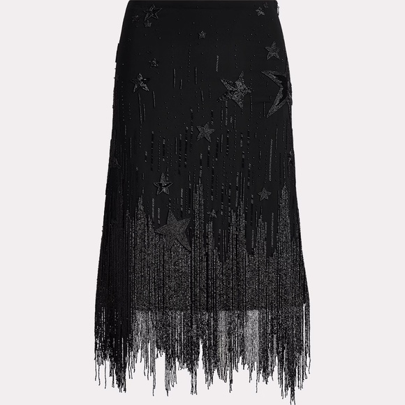 NWT Women's Polo Ralph Lauren Beaded-Fringe Skirt Stars Black $998 - Size 2 (XS) - Picture 3 of 17